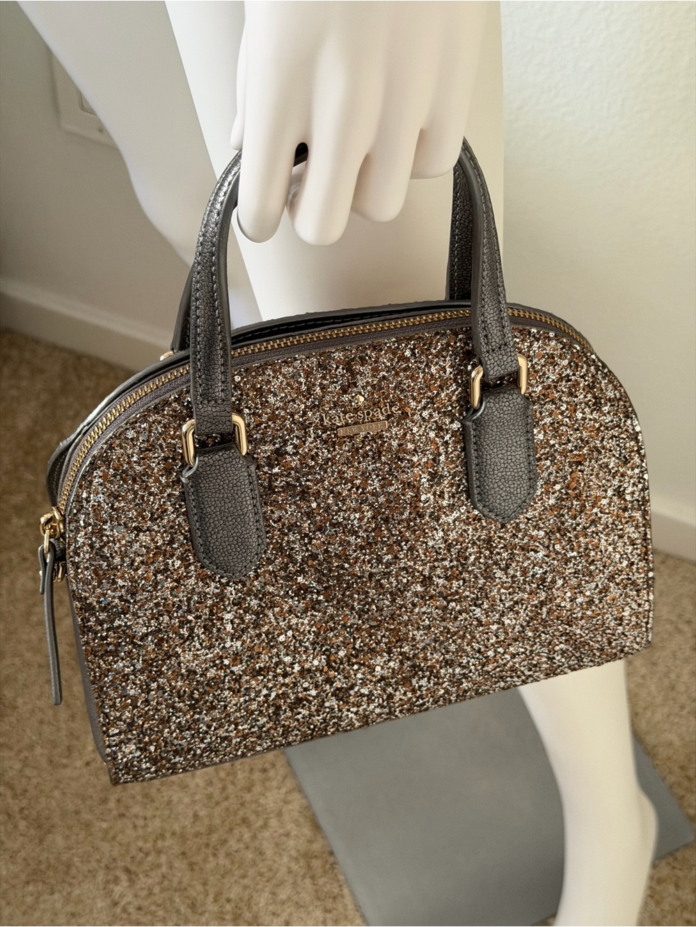 kate spade Silver Glitter Dome Satchel